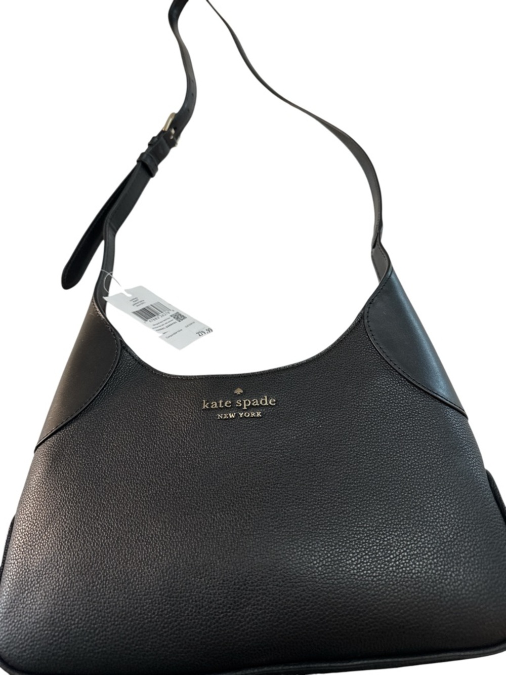 NWT kate spade Black Pebbled Leather Hobo Crossbody with Gold Logo